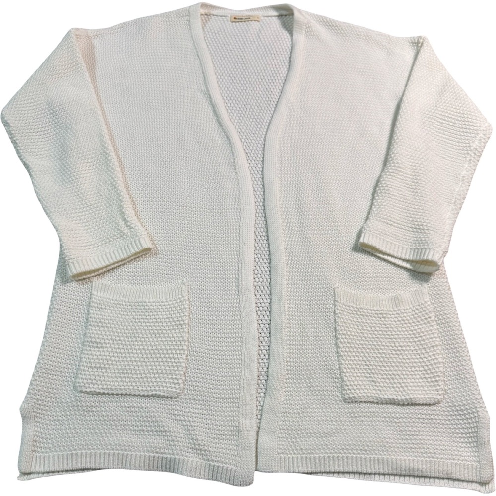 MARINE LAYER Womens Catalina White Cardigan Sweater Pockets 100% Cotton Size L‎